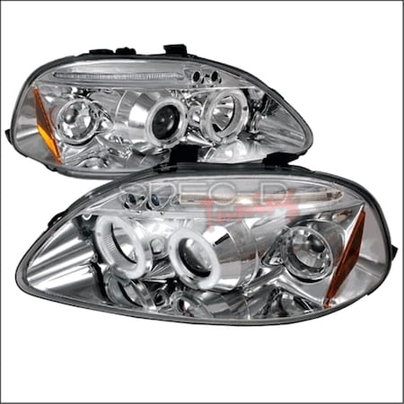 Overtime Halo LED Projector Headlights for 96 to 98 Honda Civic- Chrome - 10 x 21 x 26 in. OV3193565